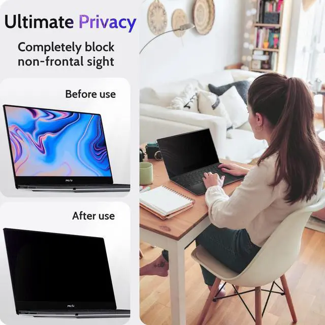 Alt view image 2 of 5 - Peslv 17.3 Inch Laptop Privacy Screen Compatible With Lenovo Hp Dell Acer Asus Thinkpad Envy, 16:9 Aspect Removable Anti Glare Blue Light Filter Protector, 17.3inch Computer Monitor Security Shield