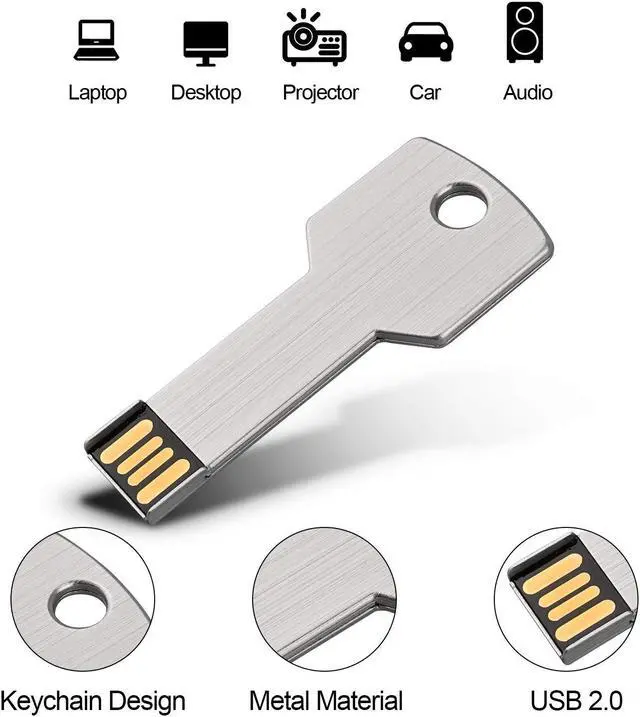 Alt view image 3 of 5 - RAOYI 10 Pack 8GB USB Flash Drive USB 2.0 Metal Key Shape Memory Stick Thumb Drive Pen Drive-Silver