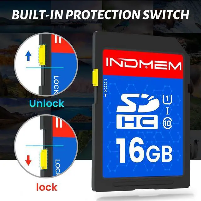 Alt view image 2 of 5 - INDMEM SD Card 16GB, 8 Packs Class 10 16GB Flash Memory Card MLC Standard Secure Digital Cards Camera Card