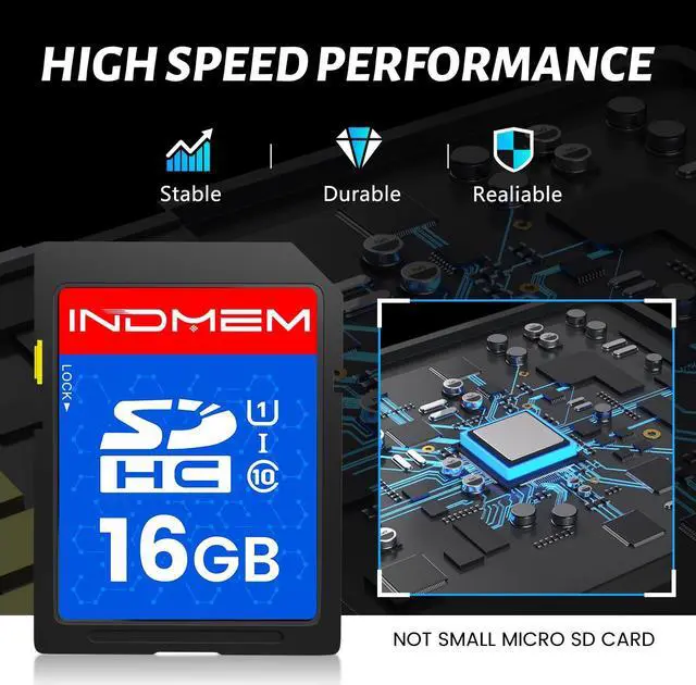 Alt view image 3 of 5 - INDMEM SD Card 16GB, 8 Packs Class 10 16GB Flash Memory Card MLC Standard Secure Digital Cards Camera Card