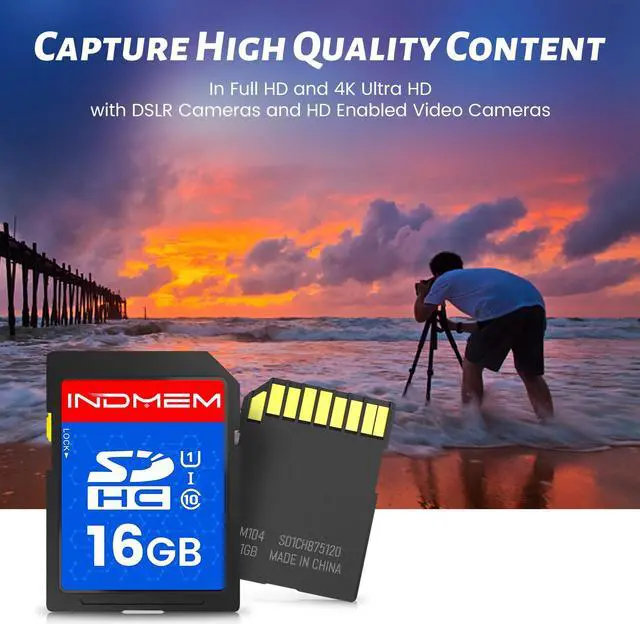 Alt view image 5 of 5 - INDMEM SD Card 16GB, 8 Packs Class 10 16GB Flash Memory Card MLC Standard Secure Digital Cards Camera Card