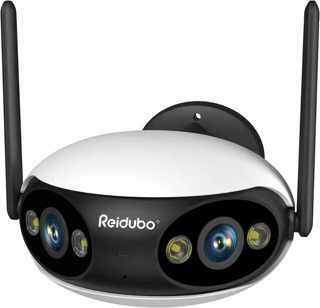 Main image of Reidubo WIFI Security Camera Outdoor, PoE Camera with Dual-Lens 180° Ultra-Wide View, 4MP Color Night Vision, 2-Way Audio, IP66 Waterproof, Sound & Light Alarm, Compatible with Alexa & Google Home