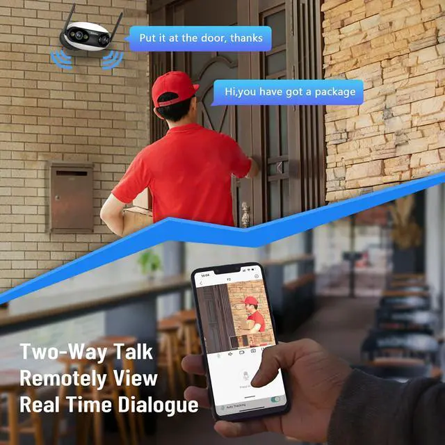 Alt view image 5 of 5 - Reidubo WIFI Security Camera Outdoor, PoE Camera with Dual-Lens 180° Ultra-Wide View, 4MP Color Night Vision, 2-Way Audio, IP66 Waterproof, Sound & Light Alarm, Compatible with Alexa & Google Home