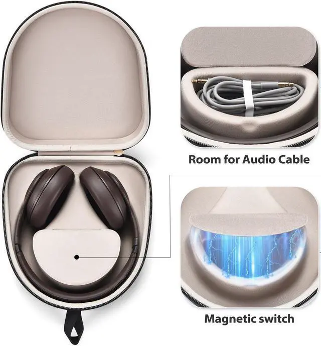 Alt view image 2 of 5 - Carrying Bag Hard Travelling Case Compatible with Beats Studio Pro/Beats Studio3 / Beats Solo 4 / Beats Solo3 / Beats Solo2 / Beats Solo Pro Bluetooth On-Ear Headphones (Charcoal Black)