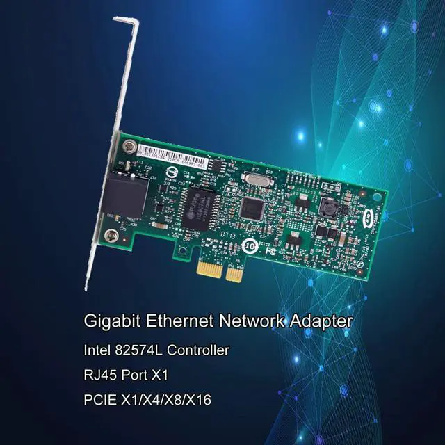Alt view image 2 of 5 - 10/100/1000Mbps PCIe x 1 Network Adapter Single RJ45 Port Compatible Intel EXPI9301CTBLK 82574L Gigabit Ethernet Desktop LAN Card