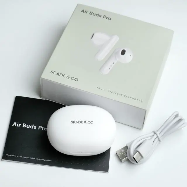 Alt view image 3 of 5 - Spade & Co Android and iPhone Wireless Earbuds Bluetooth Headphones Touch Control USB-C Charging Case Waterproof Stereo Ear Buds, Built-in Mic Headset Premium Deep Bass- Call Noise Cancelling