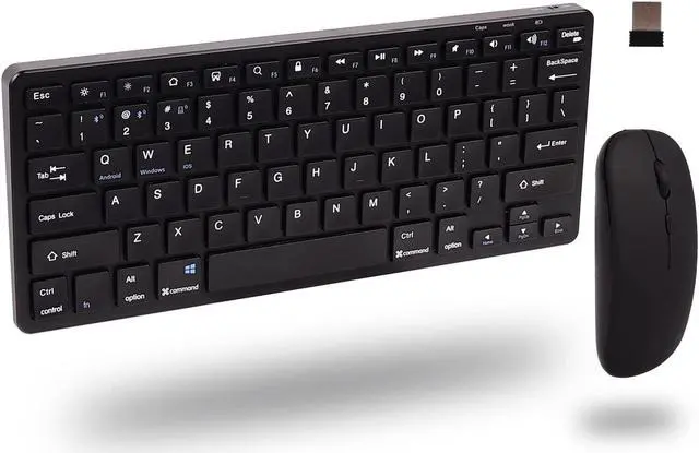Main image of Wireless Keyboard and Mouse, 2.4G Ergonomic Bluetooth Keyboard and Mouse Set, Silent Rechargeable Wireless Keyboard and Mouse Slim for Windows, Mac, PC, Laptop, Tablet - Black, Gift for Kids Adults