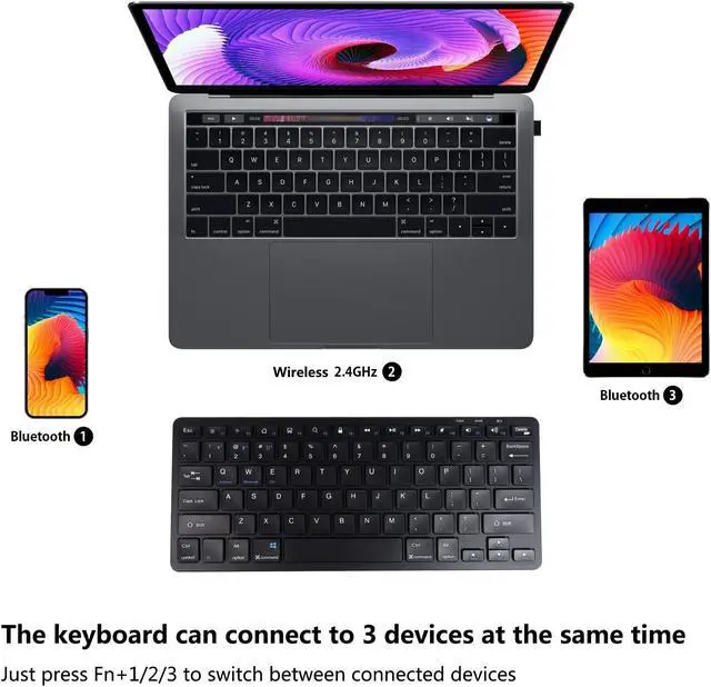 Alt view image 5 of 5 - Wireless Keyboard and Mouse, 2.4G Ergonomic Bluetooth Keyboard and Mouse Set, Silent Rechargeable Wireless Keyboard and Mouse Slim for Windows, Mac, PC, Laptop, Tablet - Black, Gift for Kids Adults