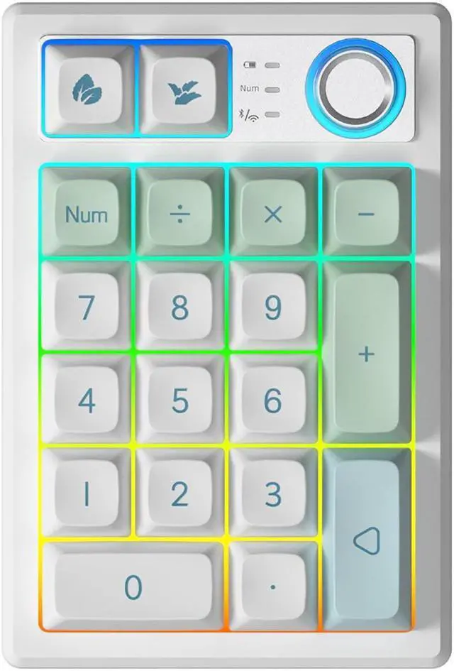 Main image of TISHLED Gasket Creamy Mechanical Numpad Programmable Macro Keypad Wireless 2.4G/Bluetooth 5.0/Wired USB-C RGB Backlit Hot Swappable Number Pad Rechargeable Numeric Keyboard Metal Knob for Win/Mac