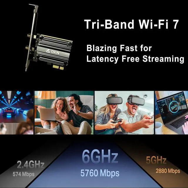 Alt view image 2 of 5 - WiFi 7 PCIE Card 9.3Gbps 802.11BE WiFi 6E Card with Bluetooth 5.4 Tri-Band 4K QAM 320MHz WiFi 7 BE200 Inside Wireless Network Adapter for PC Desktop Supports Windows 11 64bit (Not for AMD Motherboard)