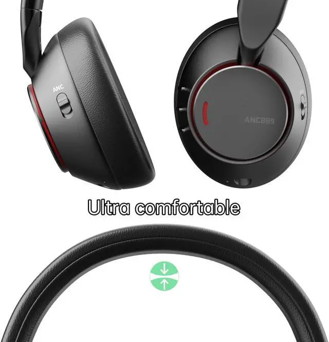 Alt view image 4 of 5 - UNIVEGET Bluetooth Headphones Over Ear, 60 Hours Playtime Wireless Headphones with Microphone, Foldable Lightweight Headset with Deep Bass, HiFi Stereo Sound for Travel Work Cellphone - Black