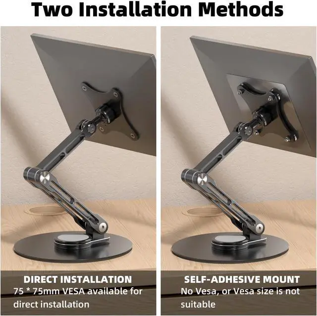 Alt view image 2 of 5 - WEARSON 75mm VESA Mount Monitor Stand - Foldable Small Monitor Stand for 15.6" 16" 17" 17.3" 18" 18.5" inch Portable Monitor Stand Lay Flat Support VESA 75 * 75mm