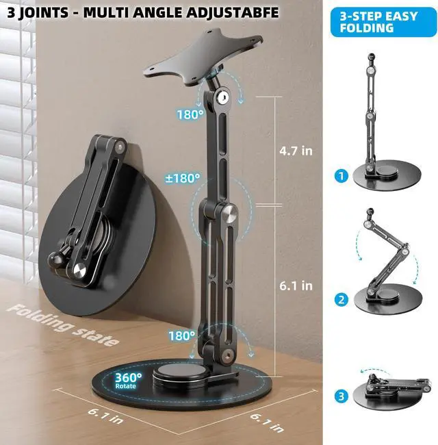 Alt view image 3 of 5 - WEARSON 75mm VESA Mount Monitor Stand - Foldable Small Monitor Stand for 15.6" 16" 17" 17.3" 18" 18.5" inch Portable Monitor Stand Lay Flat Support VESA 75 * 75mm