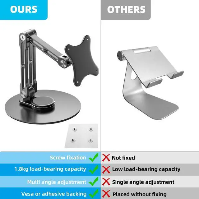 Alt view image 5 of 5 - WEARSON 75mm VESA Mount Monitor Stand - Foldable Small Monitor Stand for 15.6" 16" 17" 17.3" 18" 18.5" inch Portable Monitor Stand Lay Flat Support VESA 75 * 75mm