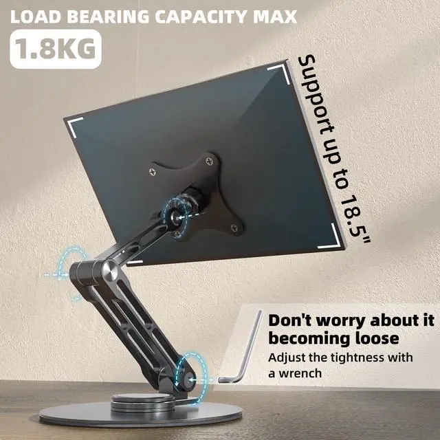 Alt view image 4 of 5 - WEARSON 75mm VESA Mount Monitor Stand - Foldable Small Monitor Stand for 15.6" 16" 17" 17.3" 18" 18.5" inch Portable Monitor Stand Lay Flat Support VESA 75 * 75mm