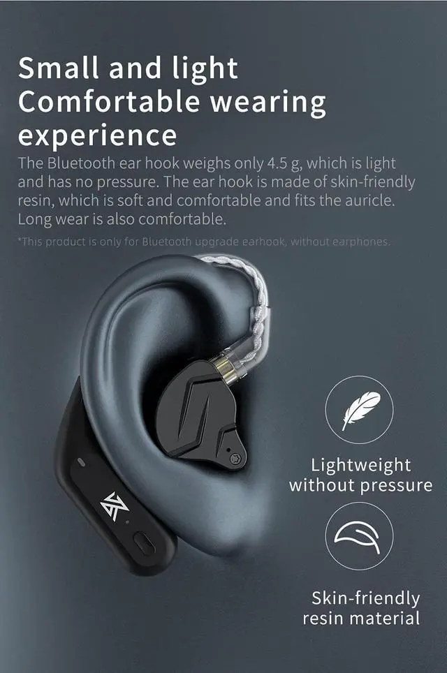 Alt view image 4 of 5 - erjigo TWS + Earbuds Hook 2Pin Connector with Mic Support/30 Hours Playback,KZ-AZ09 HD Bluetooth5.2 Ear Hook Compatible with 0.75/0.78mm Pin Earphones/Headphones/Headsets for Sports (B Pin)