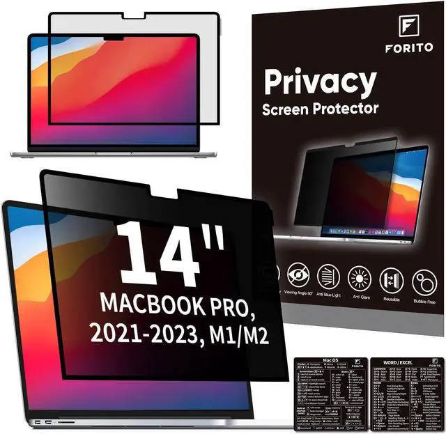 Main image of F FORITO Laptop Privacy Removable Screen Protector Compatible with MacBook Pro 14 Inch (2021-2023, M3/M1/M2/Pro/Max), Eye Protection Anti Blue Light Crystal Clear Privacy Screen Filter