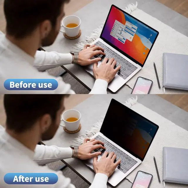 Alt view image 3 of 5 - F FORITO Laptop Privacy Removable Screen Protector Compatible with MacBook Pro 14 Inch (2021-2023, M3/M1/M2/Pro/Max), Eye Protection Anti Blue Light Crystal Clear Privacy Screen Filter