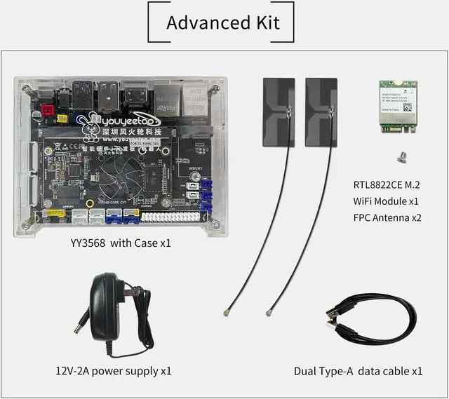 Alt view image 2 of 5 - YY3568 Open-Source Developer Kit Rockchip RK3568 Soc Support Android11.0, Debian10.0 and OpenHarmony OS, 64-bit AI Mainboard for Face Recognition Prototyping (Advanced Kit with WiFi 4GB RAM)