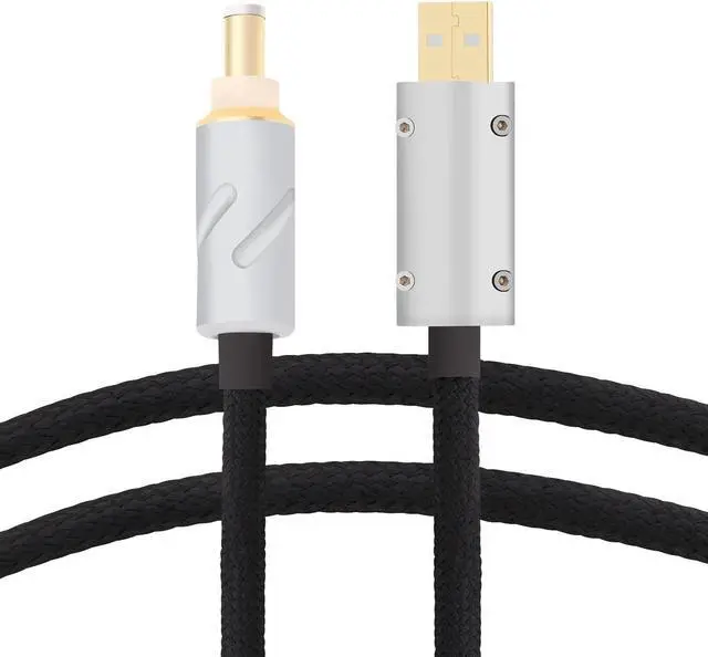 Main image of Monosaudio 14AWG USB to DC Power Cable 24K Gold Plated USB to 2.1mm DC Plug Audio Cable OCC Copper Silver Plated Audiophile DC Cable Linear USB Charger Cord- Fast Charging2M/6.6Ft