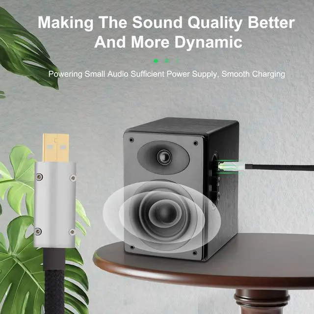 Alt view image 2 of 5 - Monosaudio 14AWG USB to DC Power Cable 24K Gold Plated USB to 2.1mm DC Plug Audio Cable OCC Copper Silver Plated Audiophile DC Cable Linear USB Charger Cord- Fast Charging2M/6.6Ft