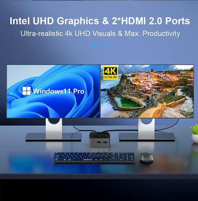 Alt view image 5 of 5 - youyeetoo Mini PC,11th Gen 10nm N5105 Portable Tiny Computer Intel, 8GB RAM 128GB mSATA SSD Mini Desktop Computer, Micro Computer with Dual HDMI 4K, WiFi 5, BT4.2, Slient Cooling Fans