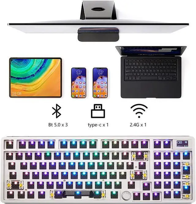 Alt view image 2 of 5 - DRAOZA Gasket Structure,RGB Modular DIY Mechanical Keyboard, Hot Swappable 3pin/5pin Switch Keyboard Kit(Blue)
