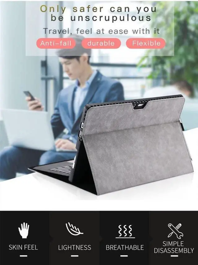 Alt view image 2 of 5 - Protective Case for Surface Go 4/Go 3/Go 2 /Surface Go Tablet,Surface Go Case with Stylus Holder,Compatible with Type Cover Keyboard, Slim Lightweight Business Cover Accessories, (Gray)