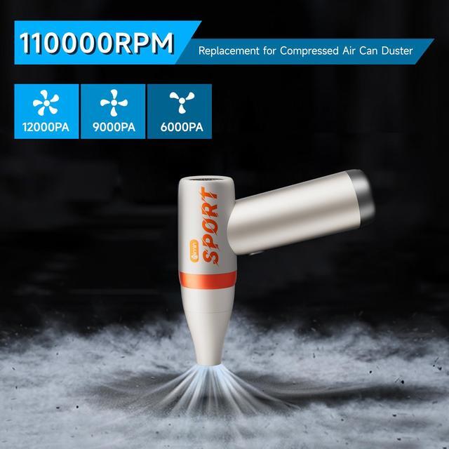 Alt view image 2 of 5 - Electric Air Duster,Air Blower,110000RPM Portable Hand Held Duster, Replacement for Compressed Canned Air Duster Eco-Friendly,33m/s Wind Speed Violent Jet Fan for Dusting, Cleaning,Rechargeable,White
