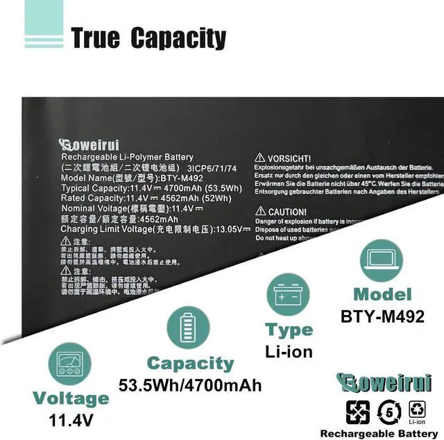 Alt view image 3 of 5 - BOWEIRUI BTY-M492 Battery for MSI WF66 WF76 11UI 11UJ Katana GF66 11UD 12UG 12UX GF76 11UE 12UD Crosshair 15 17 A11UCK A11UDK A11UEK Pulse GL66 GL76 11UDK 11UEK 11UCK Sword 15 A11U A11UD A11UE