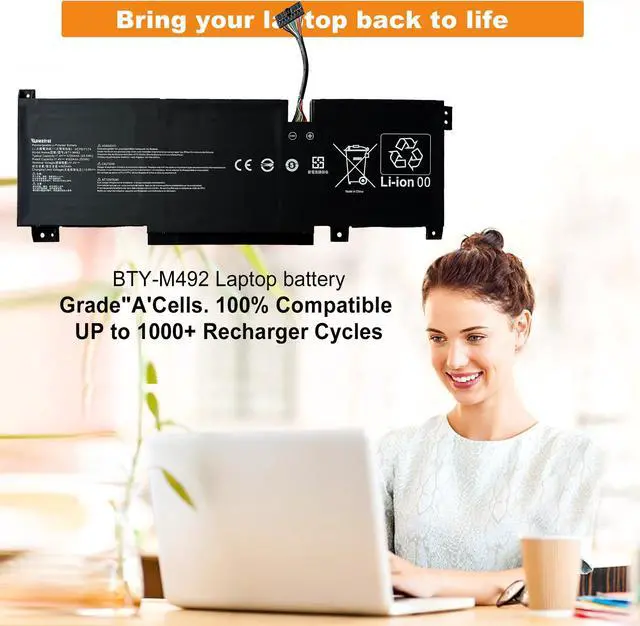 Alt view image 2 of 5 - BOWEIRUI BTY-M492 Battery for MSI WF66 WF76 11UI 11UJ Katana GF66 11UD 12UG 12UX GF76 11UE 12UD Crosshair 15 17 A11UCK A11UDK A11UEK Pulse GL66 GL76 11UDK 11UEK 11UCK Sword 15 A11U A11UD A11UE