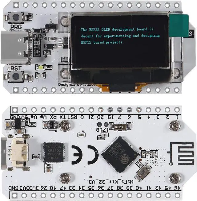Alt view image 2 of 5 - DORHEA 2PCS ESP32 OLED WiFi Kit V3 0.96 OLED Development Board ESP-32 USB Type-C 0.96 Inch Display WiFi Bluetooth Internet Development Board