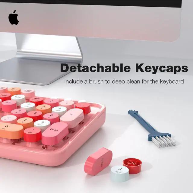 Alt view image 4 of 5 - Wireless Keyboard and Mouse Combo, MOWUX Colorful Computer Full Size 2.4G Plug and Play Wireless Typewriter Keyboard and Mouse Set for Windows, Computer, Desktop, PC, Notebook (Pink Colorful)
