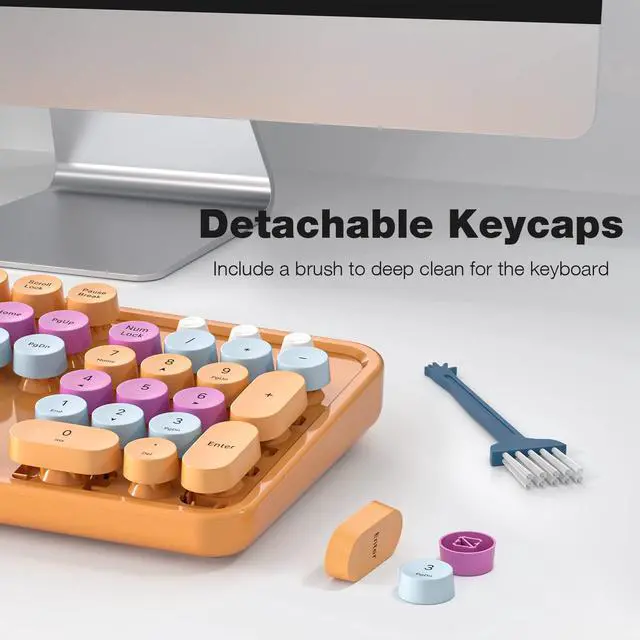 Alt view image 4 of 5 - Wireless Keyboard and Mouse Combo, MOWUX Colorful Computer Full Size 2.4G Plug and Play Wireless Typewriter Keyboard and Mouse Set for Windows, Computer, Desktop, PC, Notebook (Orange Colorful)