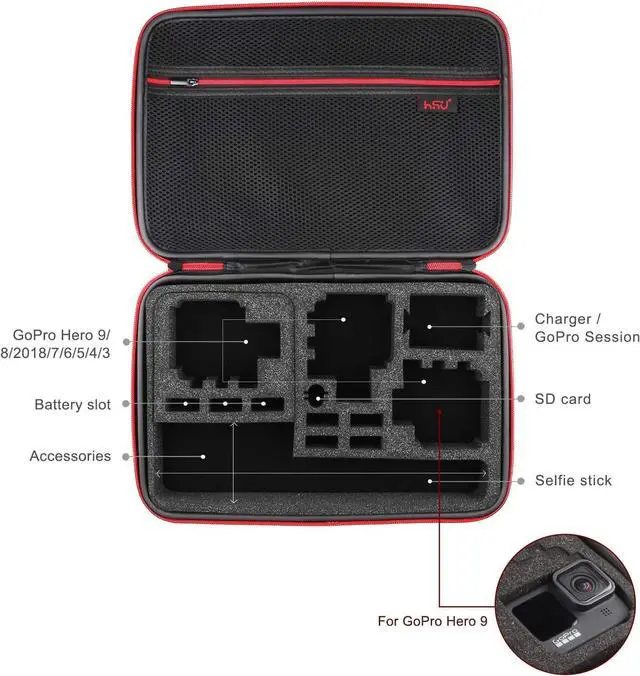 Alt view image 4 of 5 - HSU Large Carrying Case and Aluminum Alloy Basic Adapter Grab Bag for GoPro
