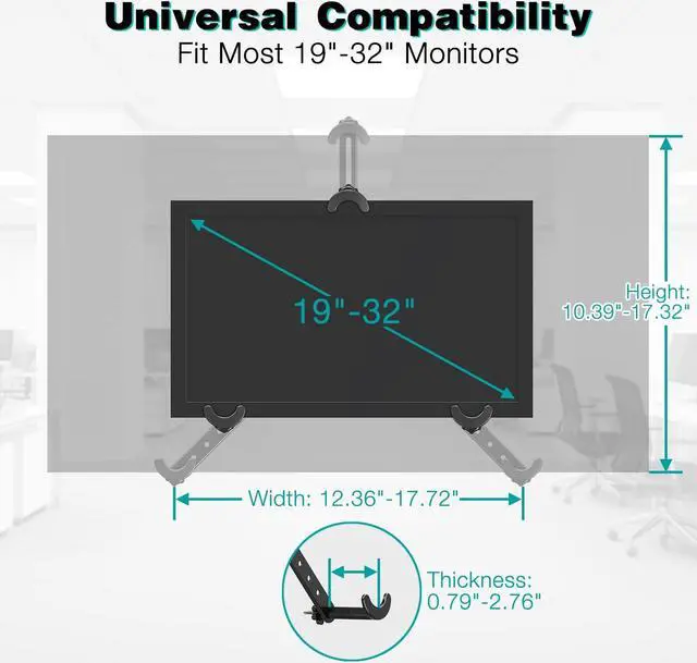 Alt view image 2 of 5 - MOUNT PRO Single Monitor Desk Mount - Articulating Gas Spring Monitor Arm and Universal Non-VESA Monitor Mount Adapter