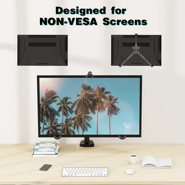 Alt view image 3 of 5 - MOUNT PRO Single Monitor Desk Mount - Articulating Gas Spring Monitor Arm and Universal Non-VESA Monitor Mount Adapter