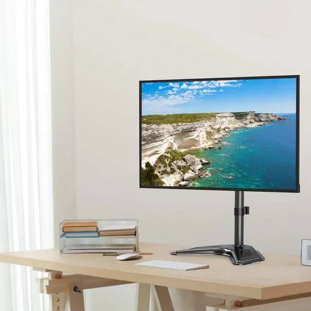 Alt view image 2 of 5 - Single Monitor Stands Fits 13-32 inch/17.6 lbs Screen, Free Standing Computer Monitor Mount and Universal Non-VESA Monitor Mount Adapter