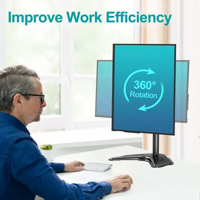 Alt view image 3 of 5 - Single Monitor Stands Fits 13-32 inch/17.6 lbs Screen, Free Standing Computer Monitor Mount and Universal Non-VESA Monitor Mount Adapter