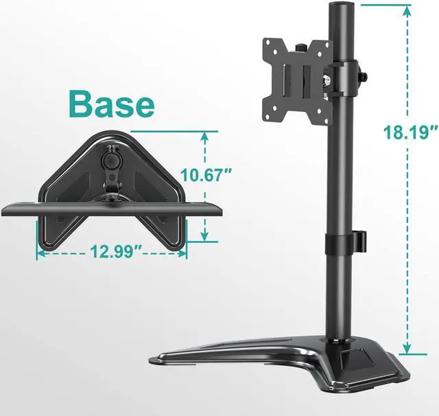 Alt view image 5 of 5 - Single Monitor Stands Fits 13-32 inch/17.6 lbs Screen, Free Standing Computer Monitor Mount and Universal Non-VESA Monitor Mount Adapter