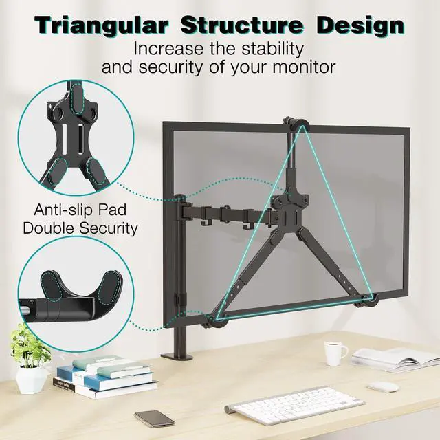Alt view image 4 of 5 - MOUNT PRO Single Monitor Desk Mount - Articulating Gas Spring Monitor Arm and Universal Non-VESA Monitor Mount Adapter