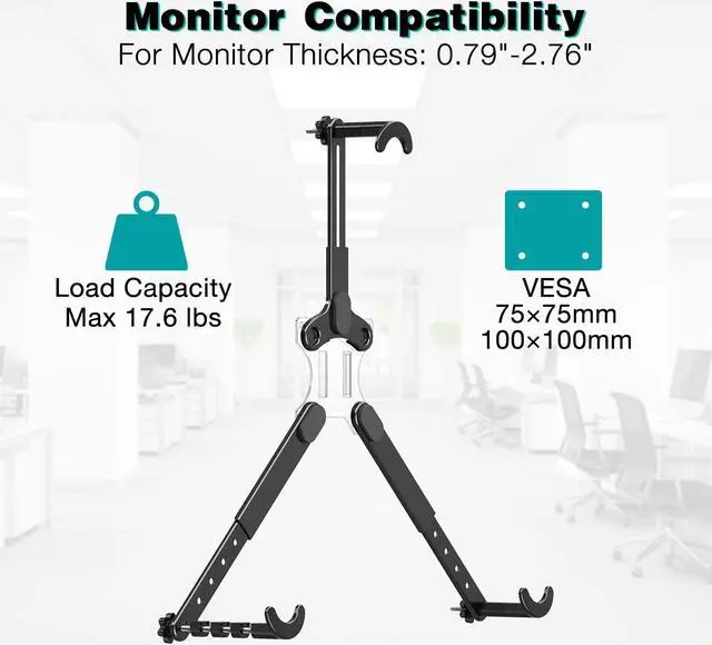 Alt view image 3 of 5 - MOUNT PRO Single Monitor Wall Mount for 13 to 32 Inch Computer Screens and Universal Non-VESA Monitor Mount Adapter
