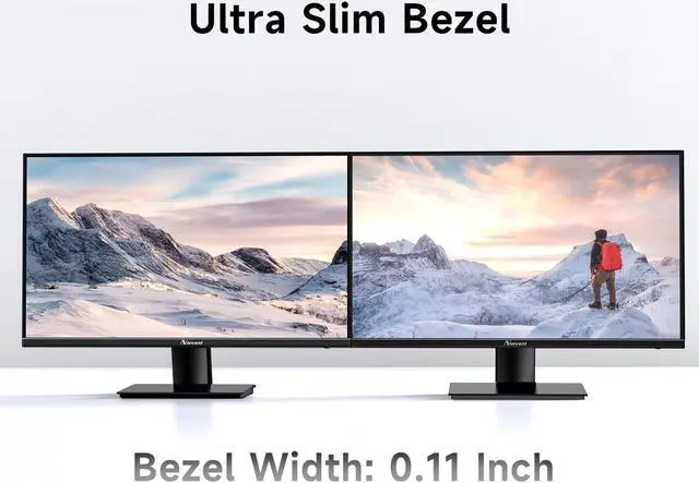 Alt view image 2 of 5 - Norcent 27 Inch Desktop Frameless Monitor, 75hz Full HD 1080p VA LED Display, HDMI VGA Port, Wide Viewing Angle Blue Light Protection, Thin Frame Vesa Mountable, Adjustable Angle Screen, MN27-H