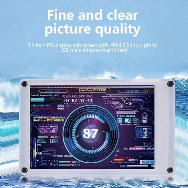 Alt view image 2 of 5 - Acogedor 3.5 Inch IPS USB Mini Screen, Computer Temp Monitor, PC CPU GPU RAM HDD Data Monitor, PC Sensor Panel Display, with Visual Theme Editor