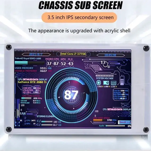 Alt view image 5 of 5 - Acogedor 3.5 Inch IPS USB Mini Screen, Computer Temp Monitor, PC CPU GPU RAM HDD Data Monitor, PC Sensor Panel Display, with Visual Theme Editor