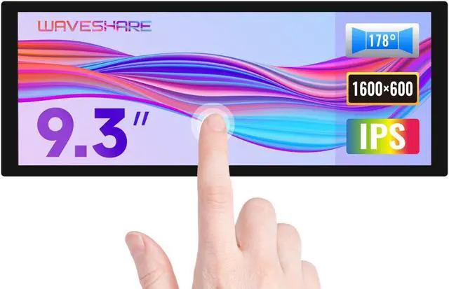 Main image of waveshare 9.3inch Capacitive Touch Display, 1600×600 Resolution, Raspberry Pi 5/4B/3B/Zero/Zero W/Zero 2W/Pico/Pico W/Pico WH, Support Jetson Nano/Jetson Orin Nano, Supports Windows 11/10/8.1/8/7