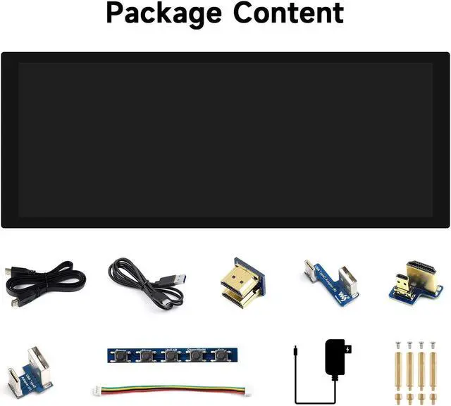 Alt view image 2 of 5 - waveshare 9.3inch Capacitive Touch Display, 1600×600 Resolution, Raspberry Pi 5/4B/3B/Zero/Zero W/Zero 2W/Pico/Pico W/Pico WH, Support Jetson Nano/Jetson Orin Nano, Supports Windows 11/10/8.1/8/7
