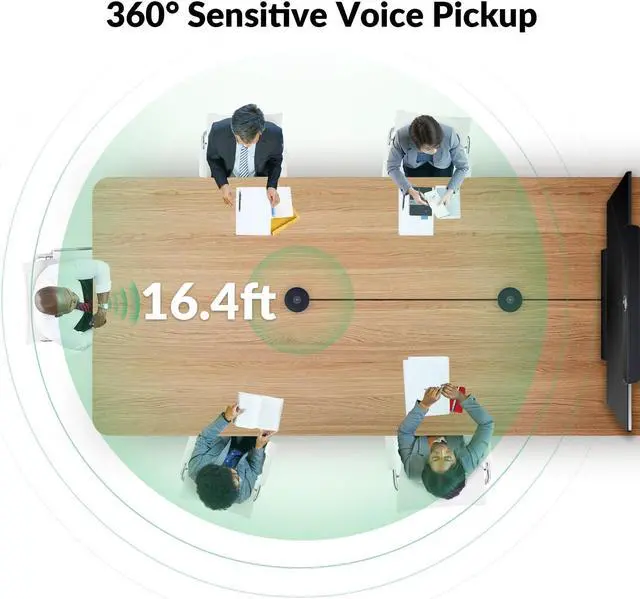 Alt view image 2 of 5 - WYRESTORM Halo-COM-MIC 360deg Omnidirectional Stereo Conference USB Microphone, AEC, AGC & Noise Suppression, Expansion Mic Up to 3 Times Voice Pickup, Add-on Microphone for APO-60-UC