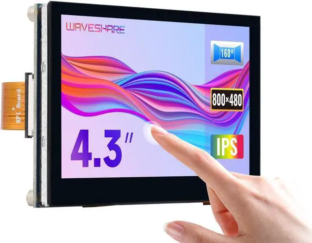 Main image of waveshare 4.3inch QLED Display, Compatible with Raspberry Pi 5/4B/3B+/3A+/3B/2B/B+/A+/CM3/3+/4, DSI Interface, 800 × 480 Resolution, Integrated Structure,