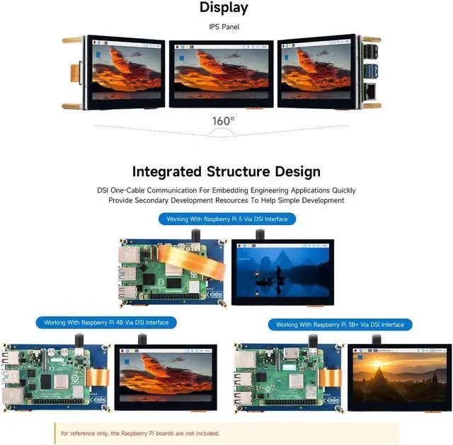 Alt view image 5 of 5 - waveshare 4.3inch QLED Display, Compatible with Raspberry Pi 5/4B/3B+/3A+/3B/2B/B+/A+/CM3/3+/4, DSI Interface, 800 × 480 Resolution, Integrated Structure,